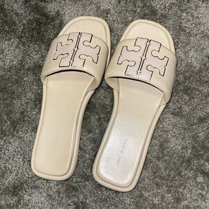 Tory Burch Double-T Leather Sport Slide Sandal - Size 8